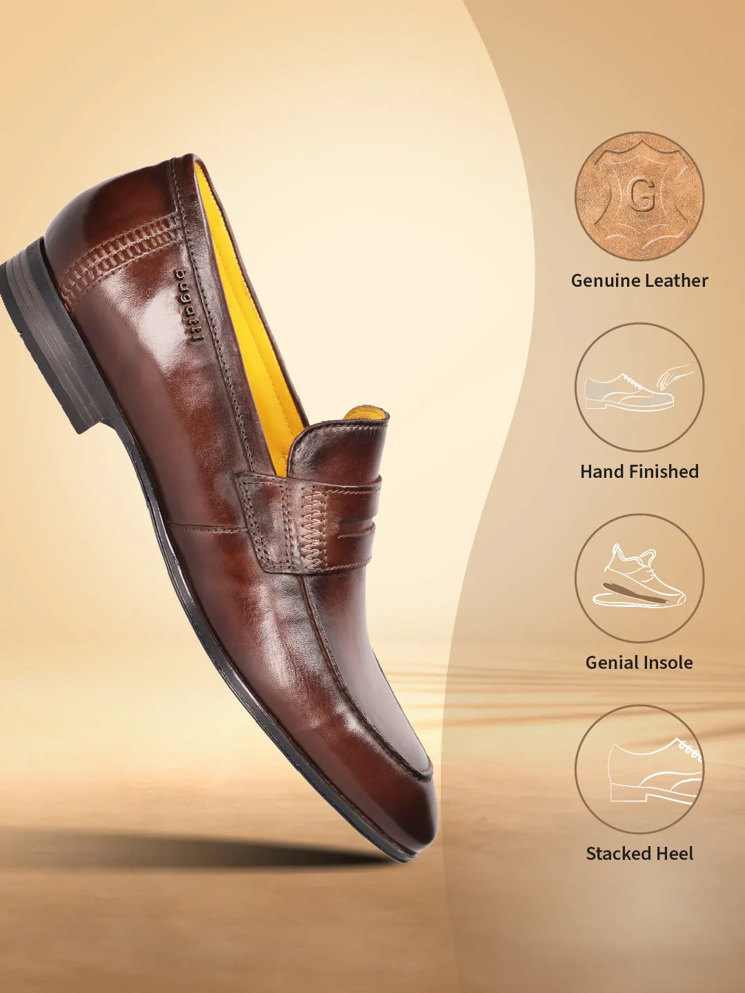 bugatti Dark Brown Premium Leather Loafers