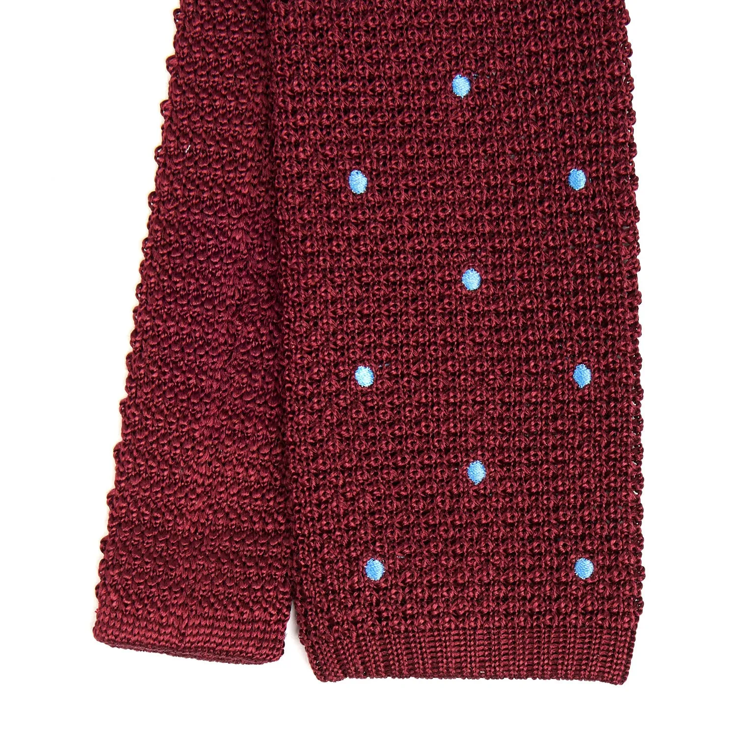 BURGUNDY SILK KNITTED TIE