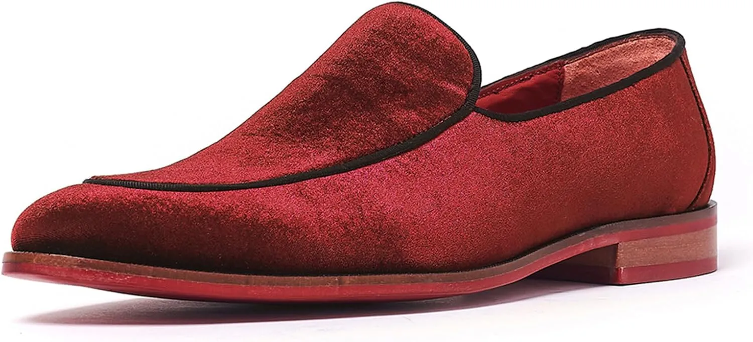 Carlos Santana Prince Velvet Loafer for Men | Easy Slip-on Style | Slip Resistant Rubber Outsole & Cushioned Leather Footbed