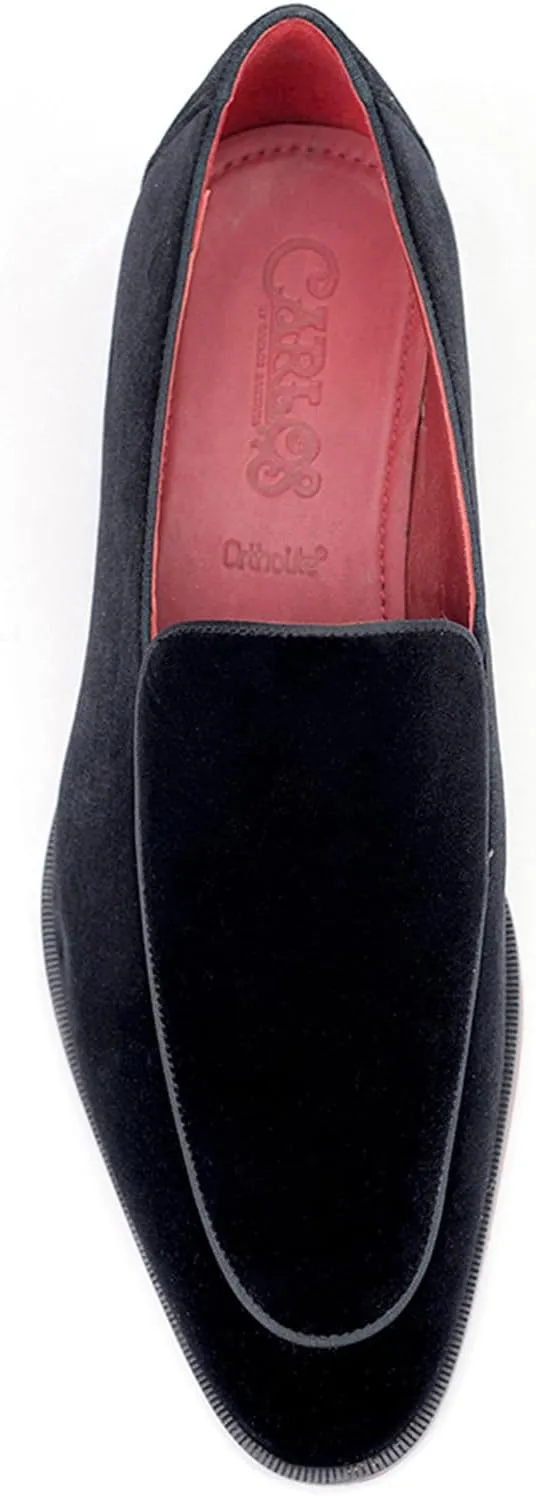 Carlos Santana Prince Velvet Loafer for Men | Easy Slip-on Style | Slip Resistant Rubber Outsole & Cushioned Leather Footbed