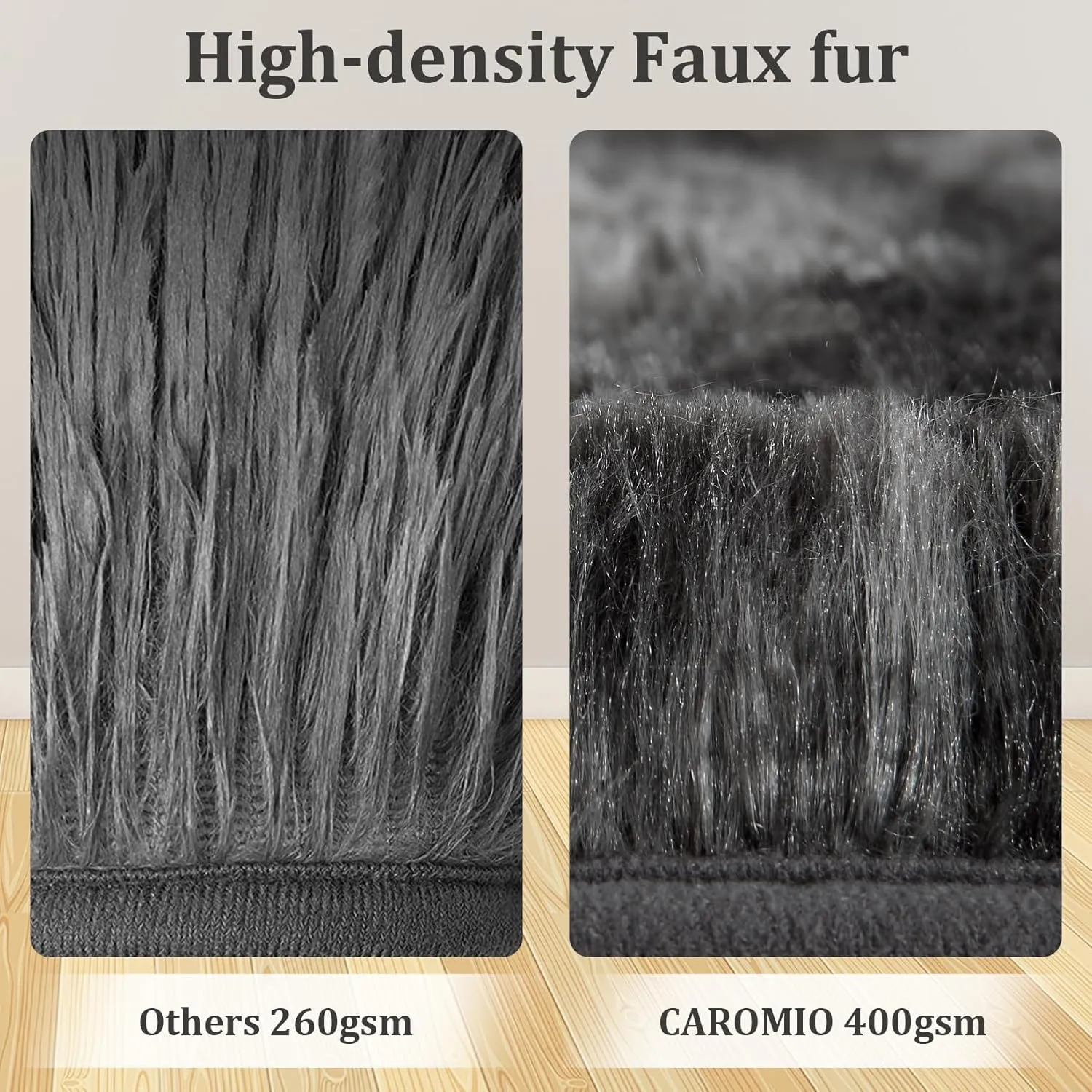 CAROMIO Runner Rug 2x8 Feet Plush Fluffy Rug for Bedroom Living Room, Shag Furry Hallway Runner Rug Carpet Non Shedding for Nursery Children Kids Girls Room Home Decorative, Black Grey