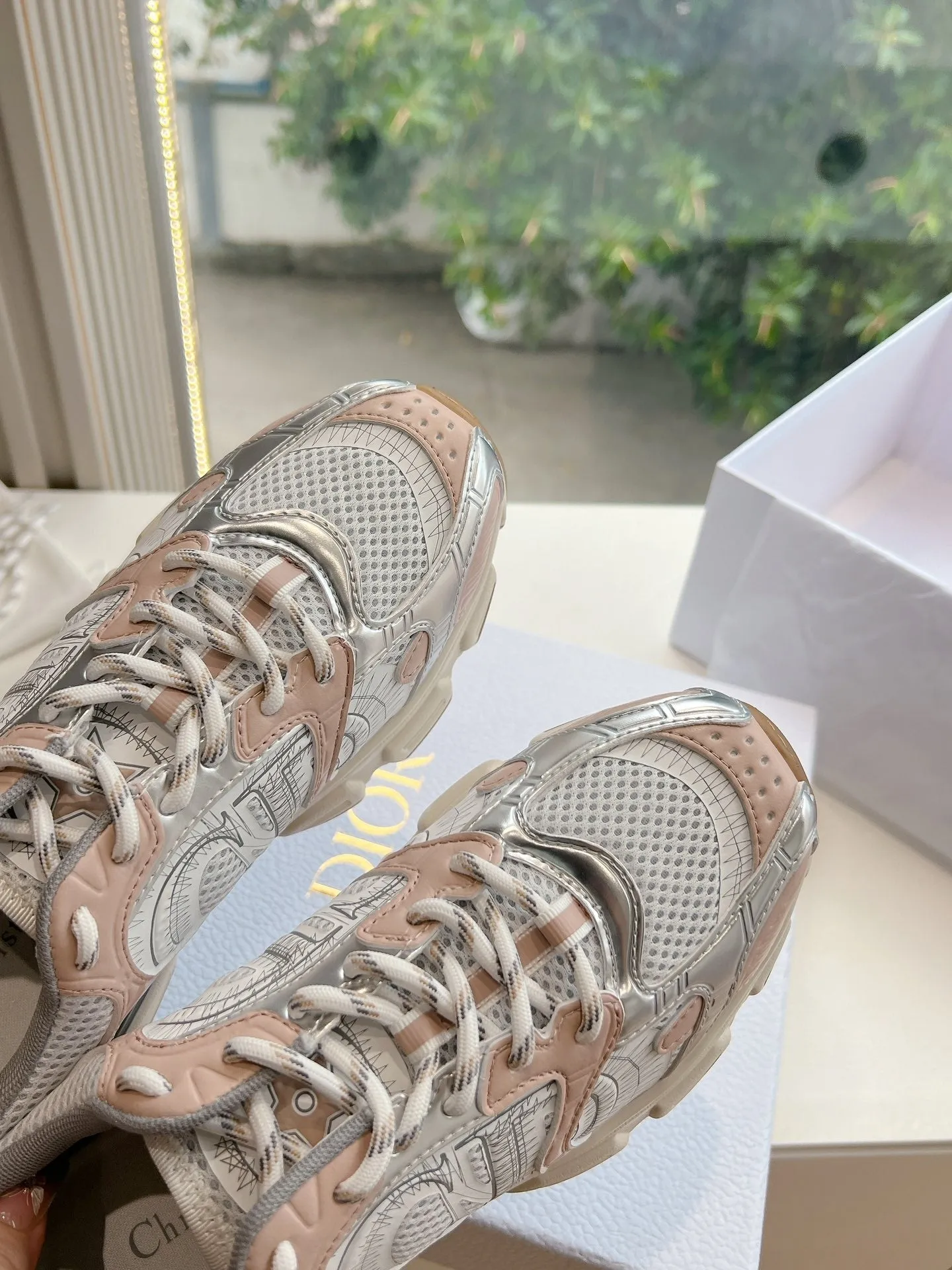 CD Chrono Sneaker Mesh with Leather-Effect Panels 241615