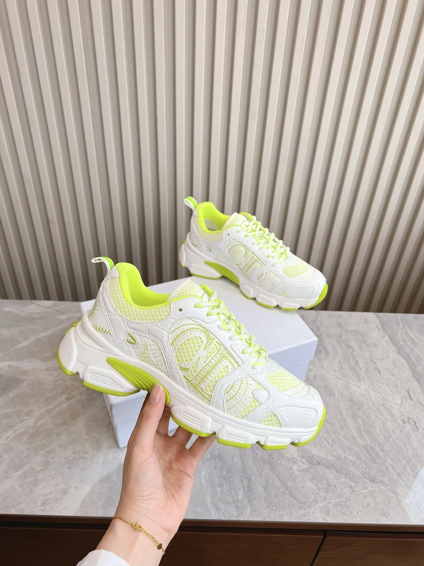 CD Chrono Sneaker Mesh with Leather-Effect Panels 241615