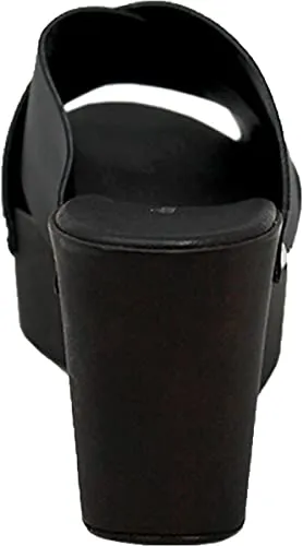 CHARLES DAVID Womens Fiji Leather Slip On Platform Sandals Black 41 Medium (B,M)