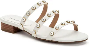 Charter Club Womens Soraya Faux Leather Mule Sandals White 9 Medium (B,M)