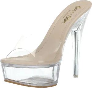 Chase & Chloe Women's Clear Stiletto High Heel Platform Sandals