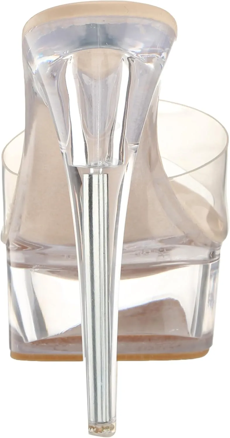 Chase & Chloe Women's Clear Stiletto High Heel Platform Sandals