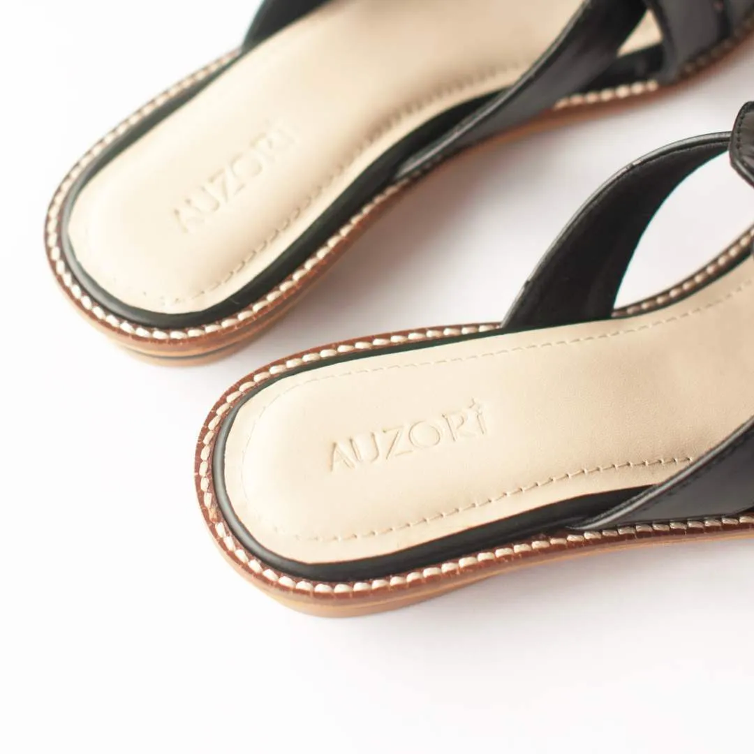 CHIC Black Pointed Flat Mules