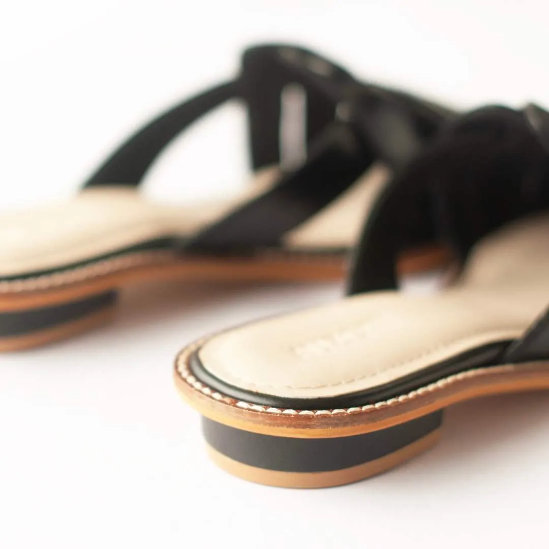 CHIC Black Pointed Flat Mules