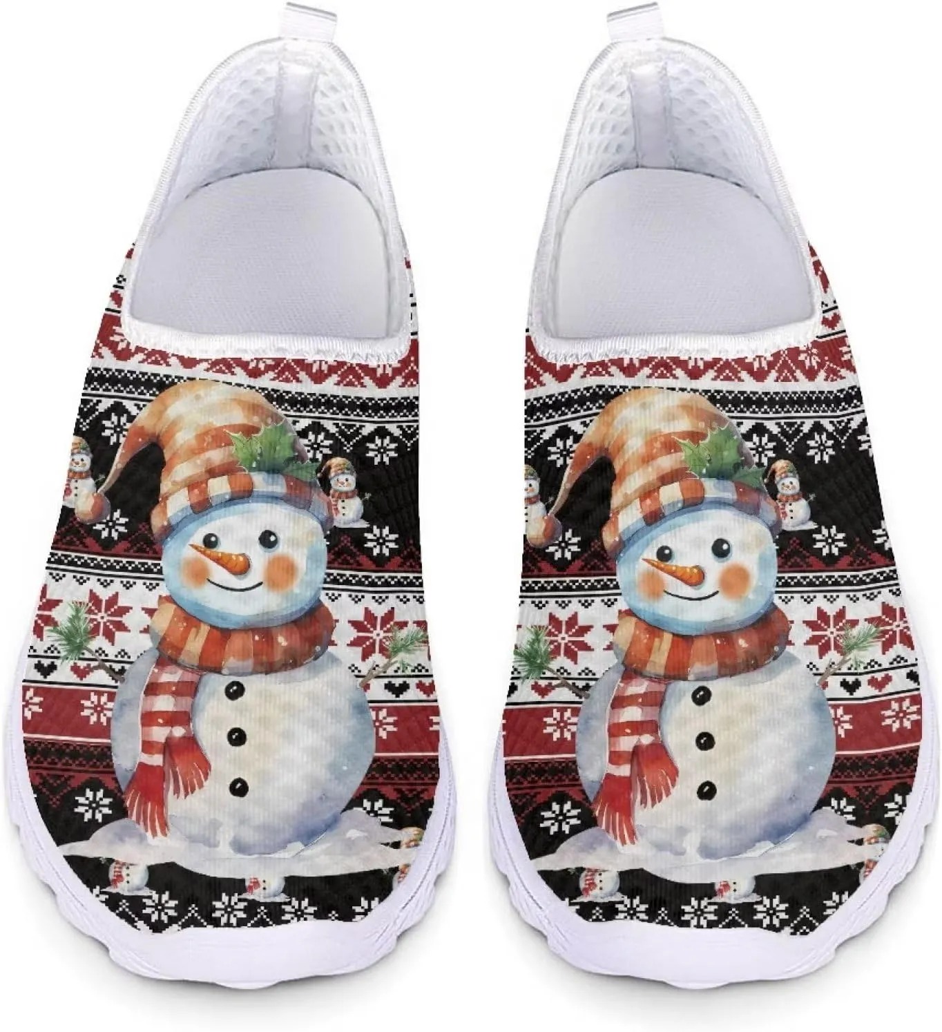 Christmas Sneakers Slip On Walking Shoes for Women Size 5.5-11