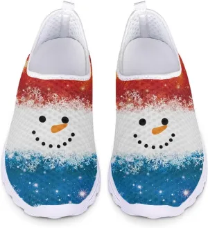 Christmas Sneakers Slip On Walking Shoes for Women Size 5.5-11