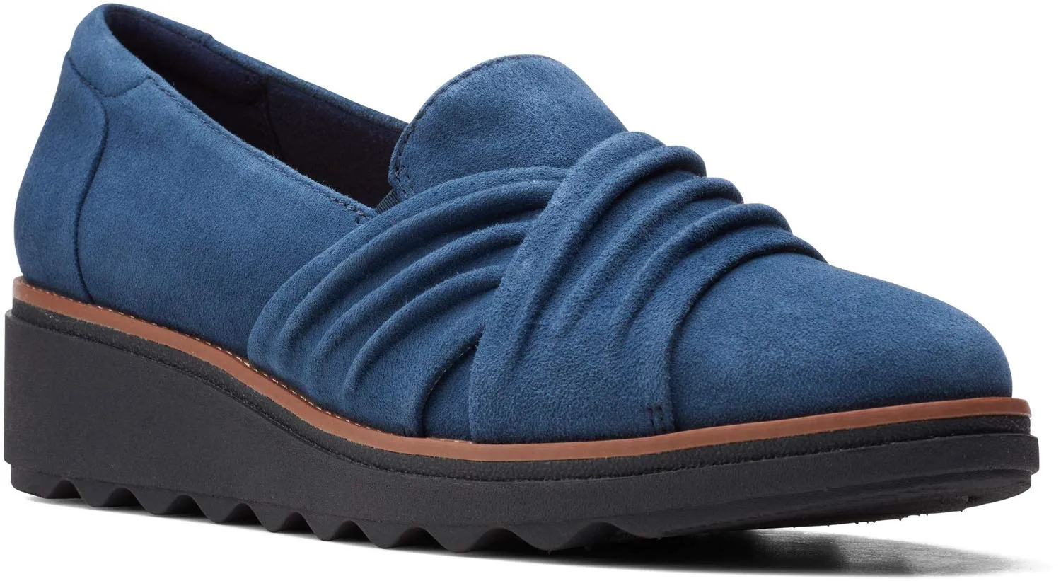 Clarks Women's Sharon Villa Loafer, Navy Suede, 8.5