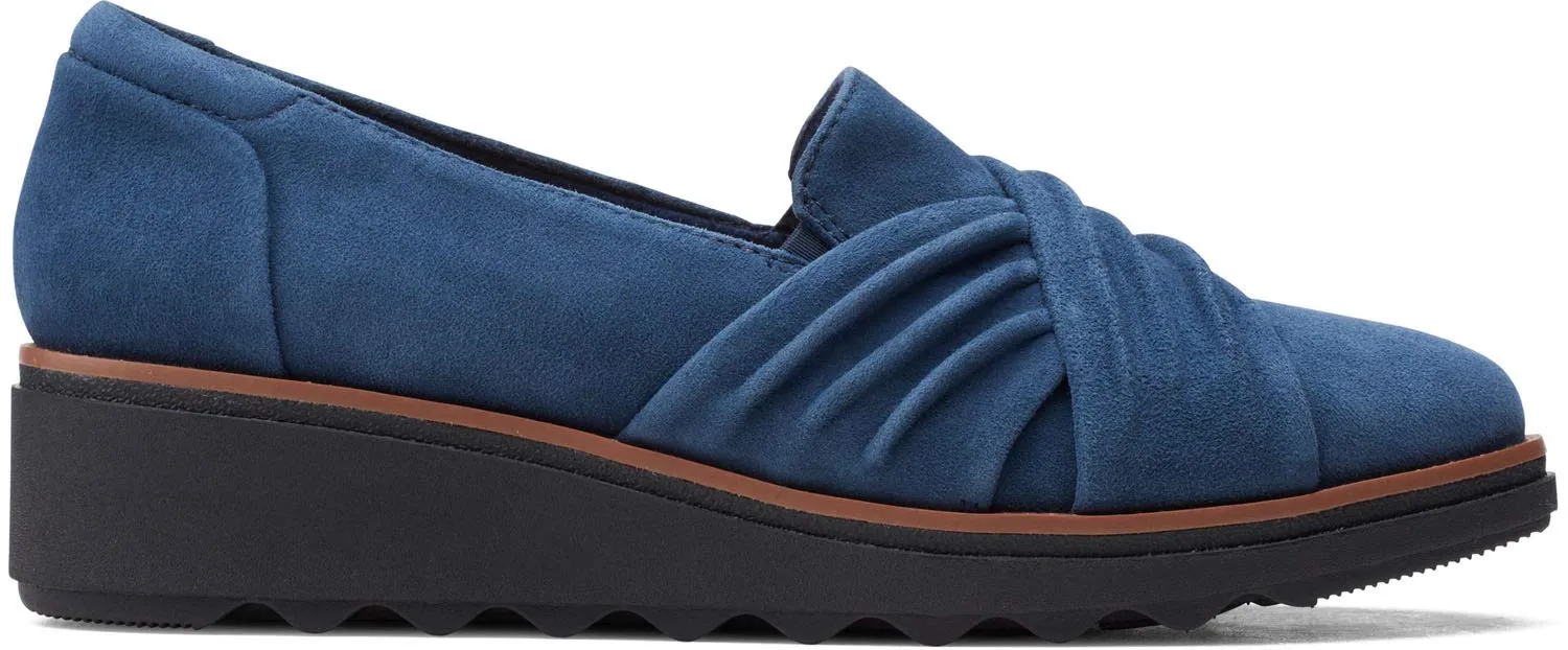 Clarks Women's Sharon Villa Loafer, Navy Suede, 8.5