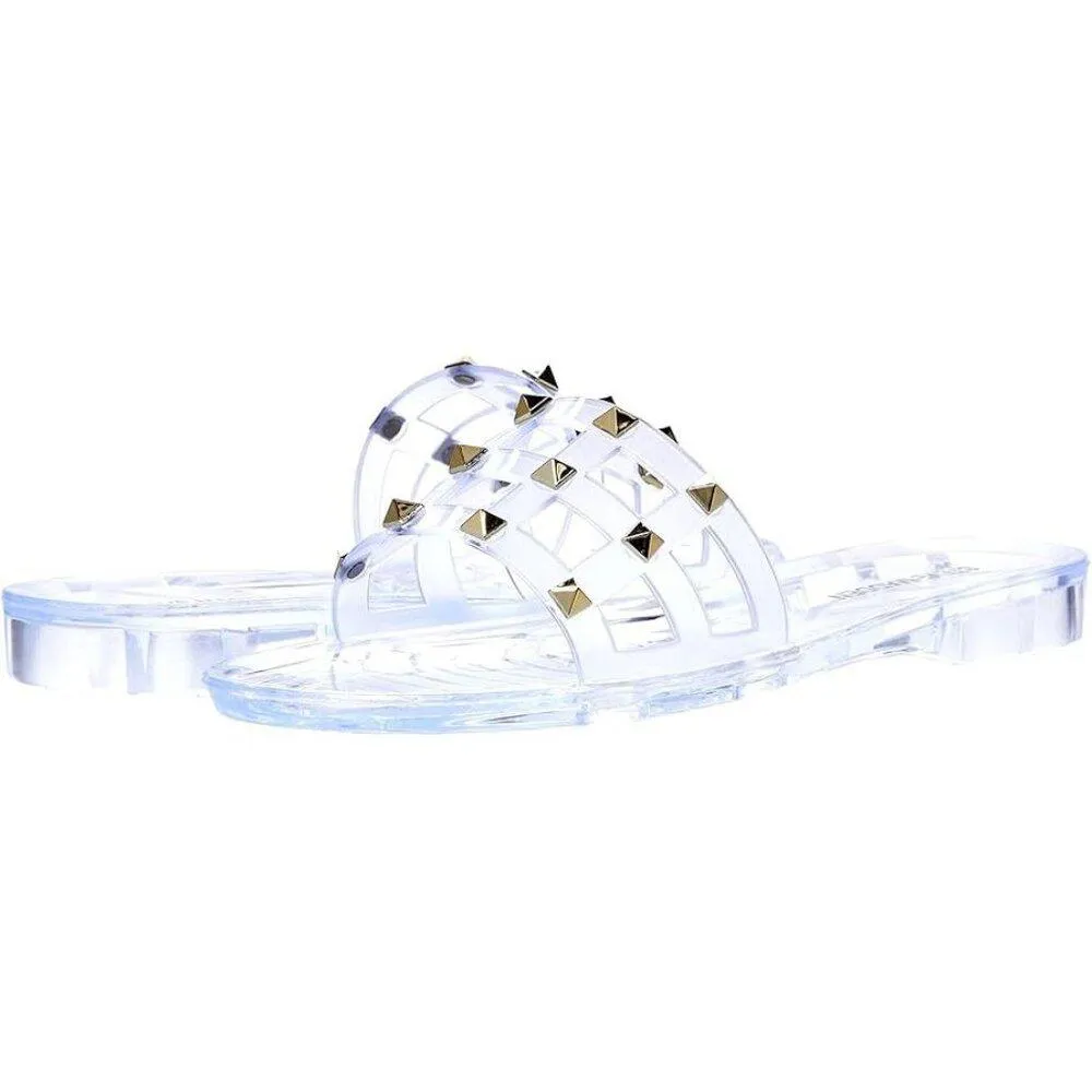 Clear PVC Studded Flat Slides