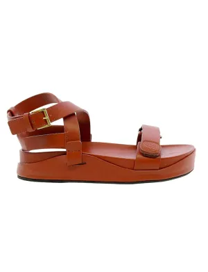 Cognac platform sandal