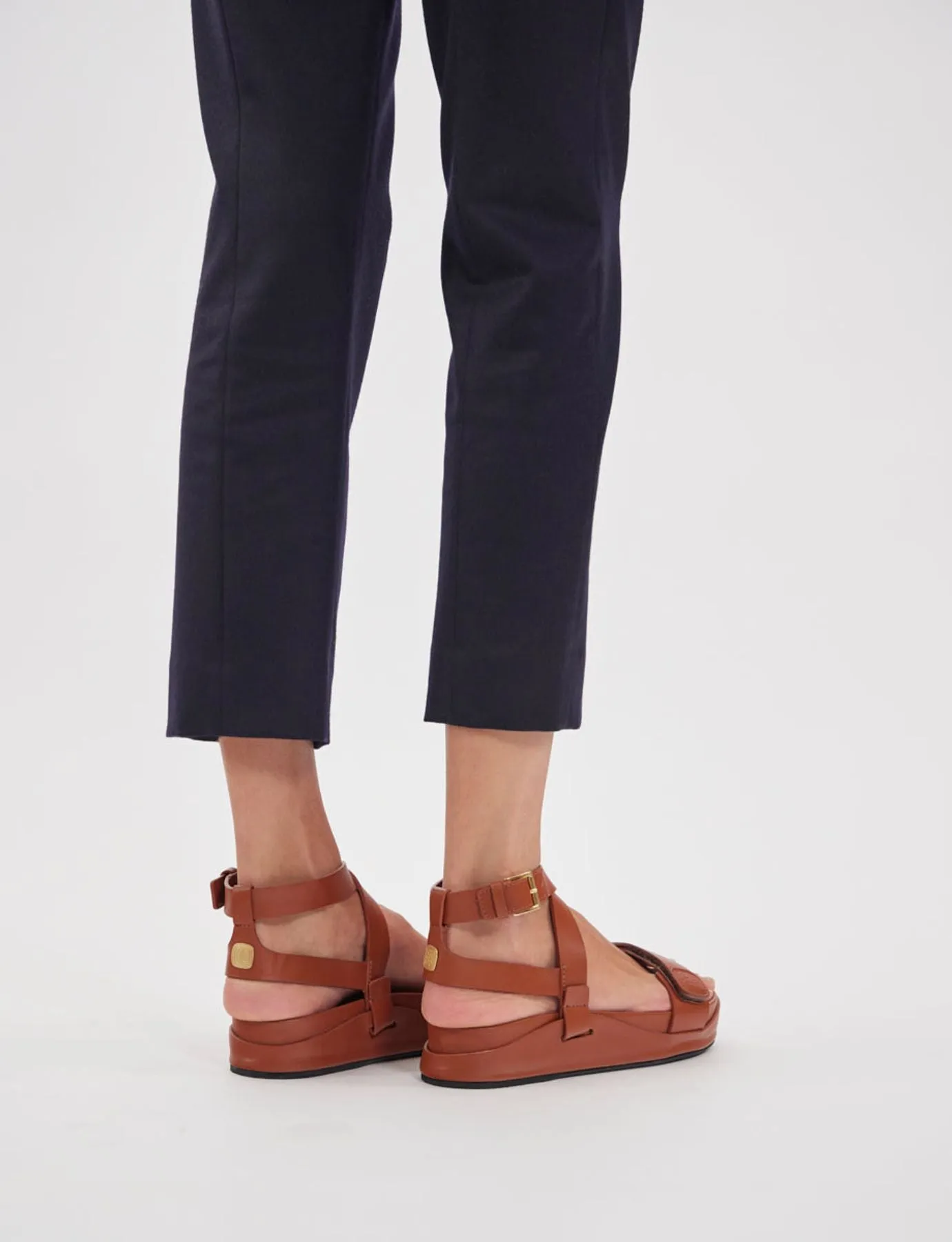 Cognac platform sandal