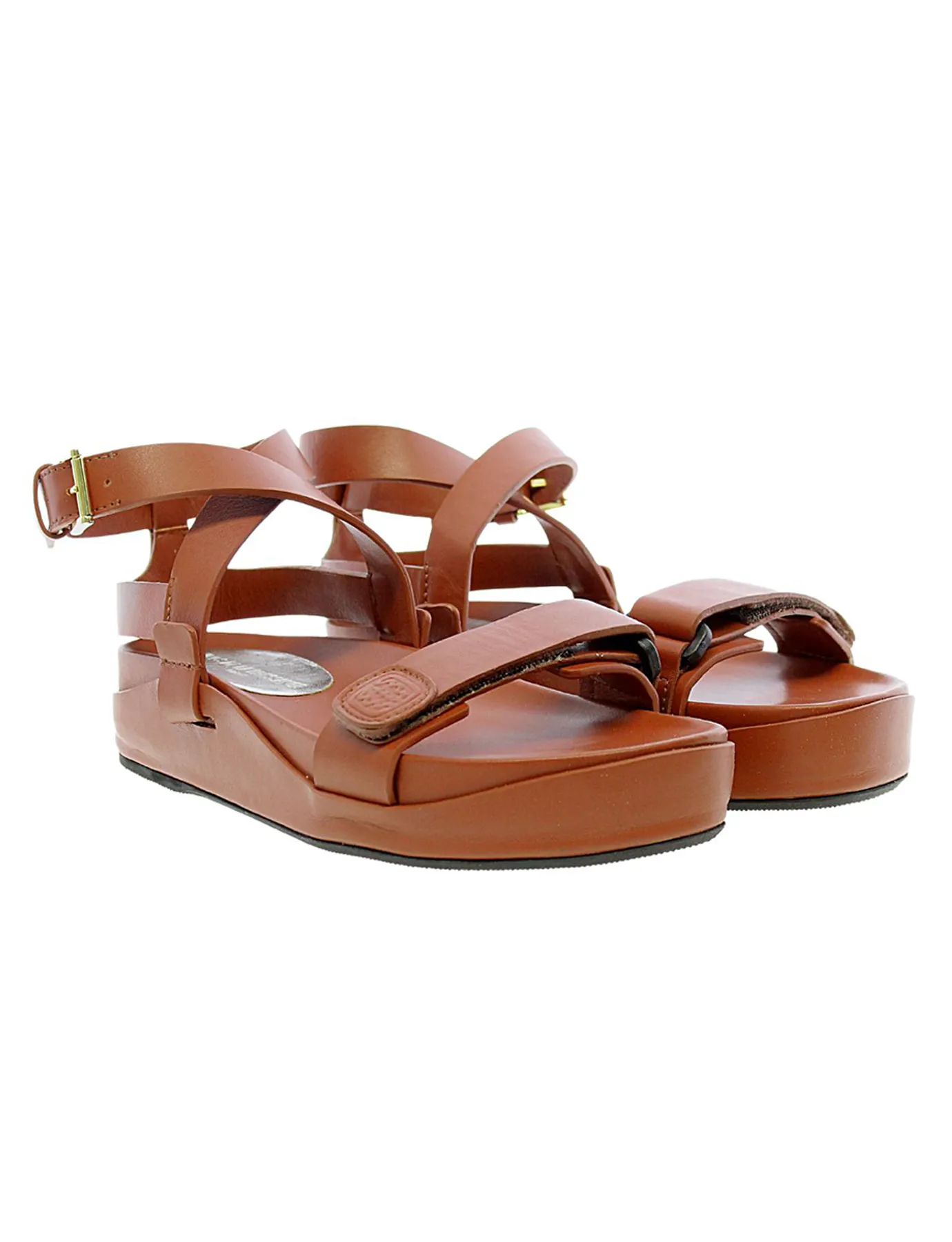 Cognac platform sandal