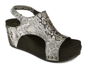 Corkys Cabot Black Snake Wedge Shoes