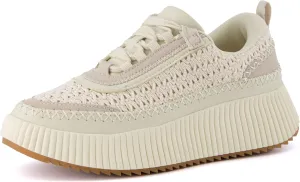 CUSHIONAIRE Women's Loop Lace up Woven Platform Sneaker  Comfort Foam, Wide Widths Available