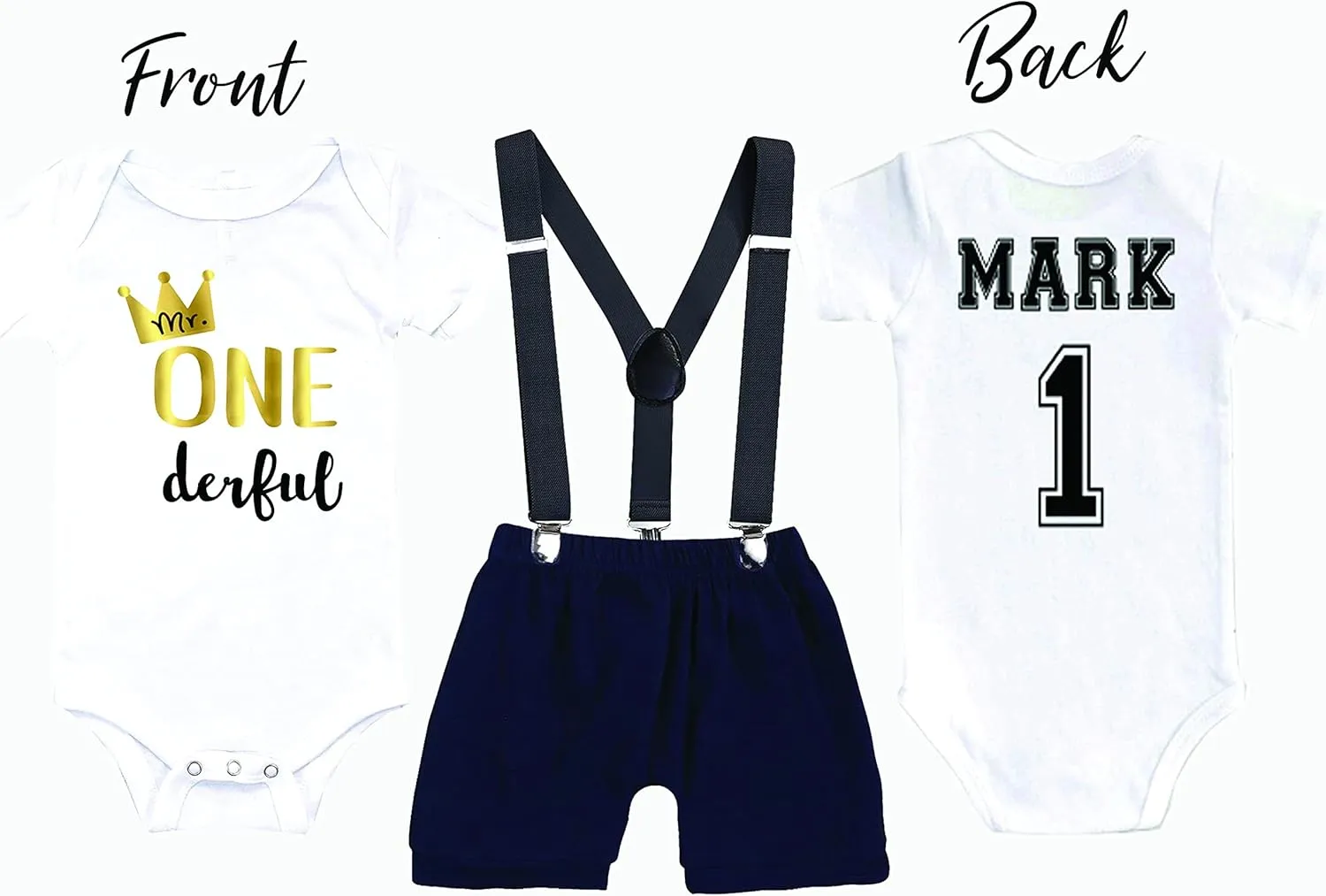 Custom Name Mr Wonderful Baby Boy Cake Smash Outfit Boy 1st Birthday Bodysuit Personalized 2nd Bday T-Shirt