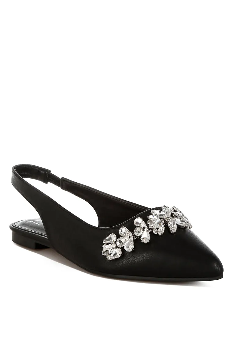 Diamante Embellished Flat Sandals By RUW