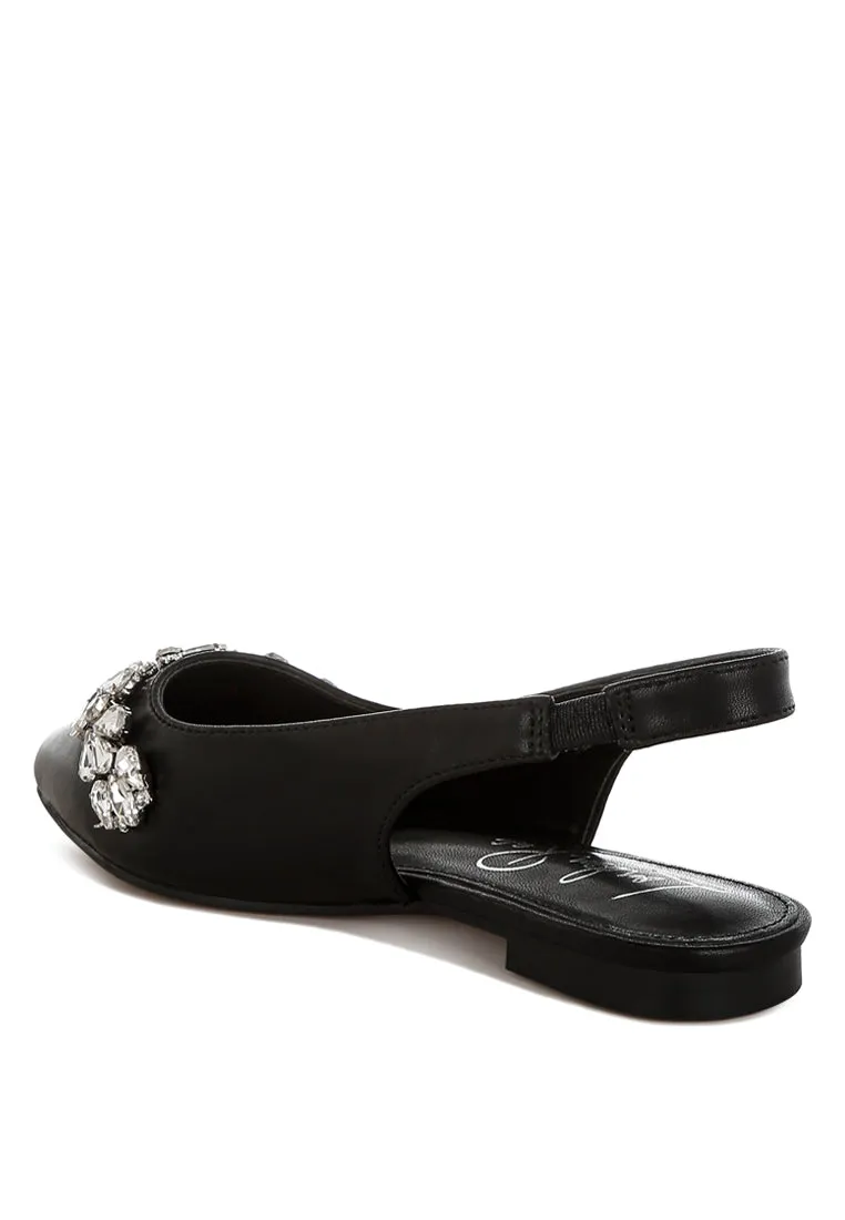 Diamante Embellished Flat Sandals By RUW
