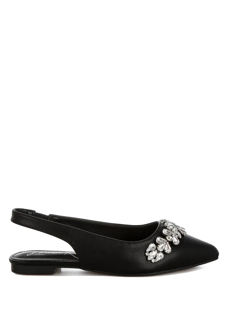 Diamante Embellished Flat Sandals By RUW