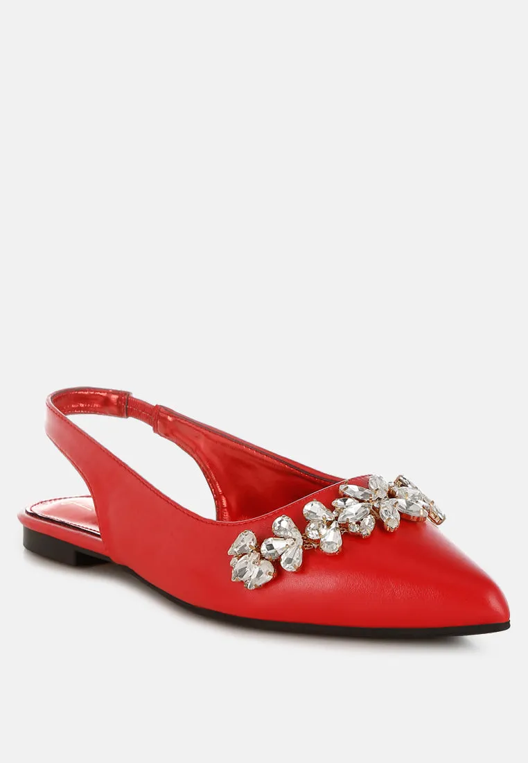 Diamante Embellished Flat Sandals By RUW
