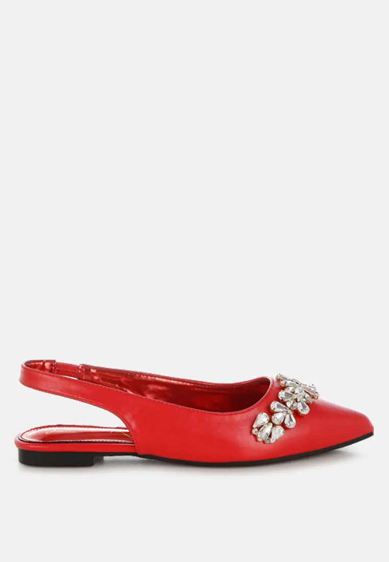 Diamante Embellished Flat Sandals By RUW