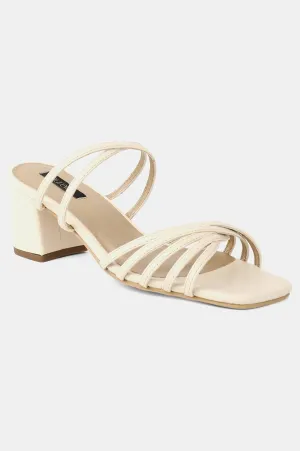 Ecru Square Toe Solid Block Heel - ZJillian