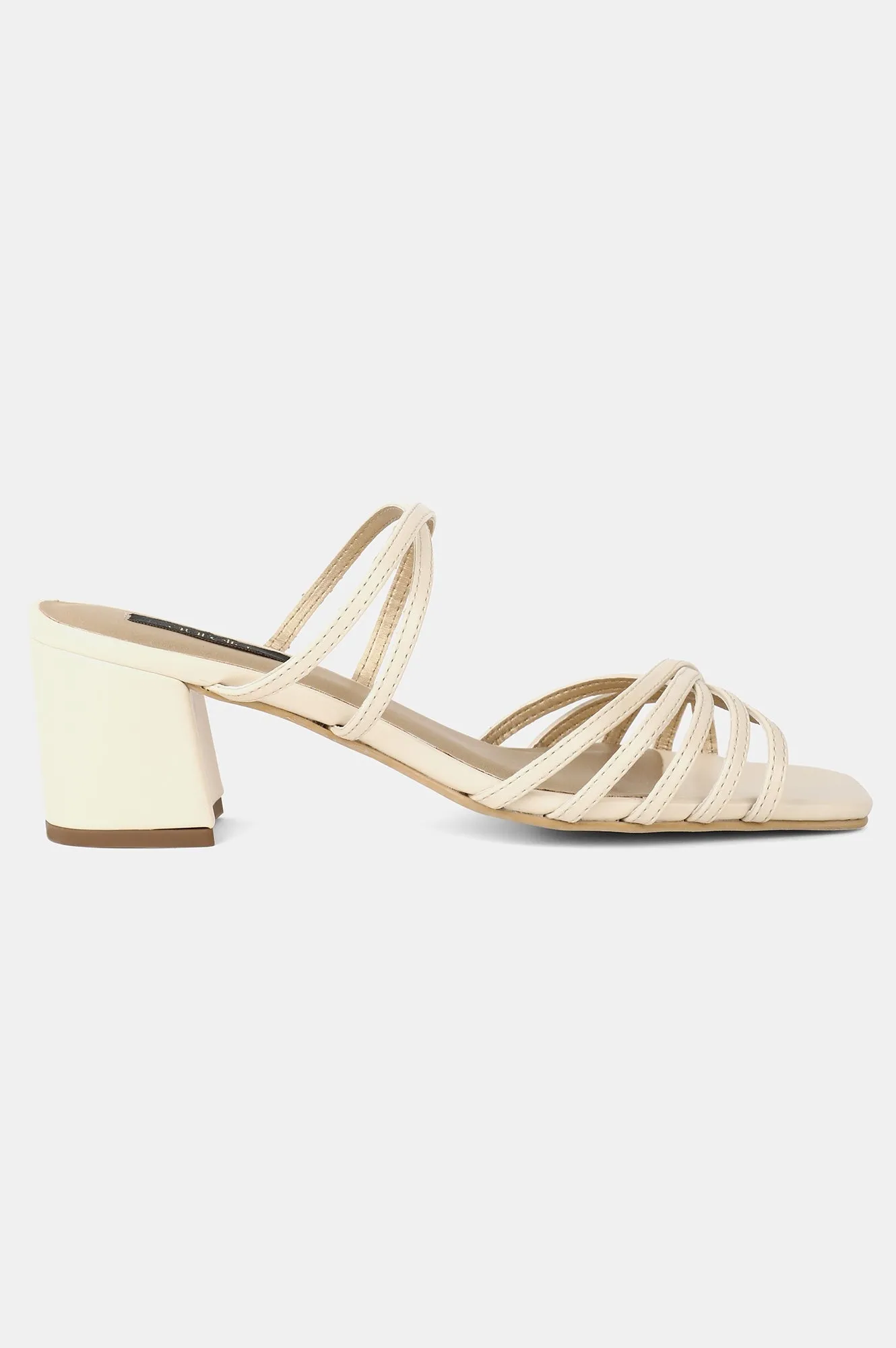 Ecru Square Toe Solid Block Heel - ZJillian