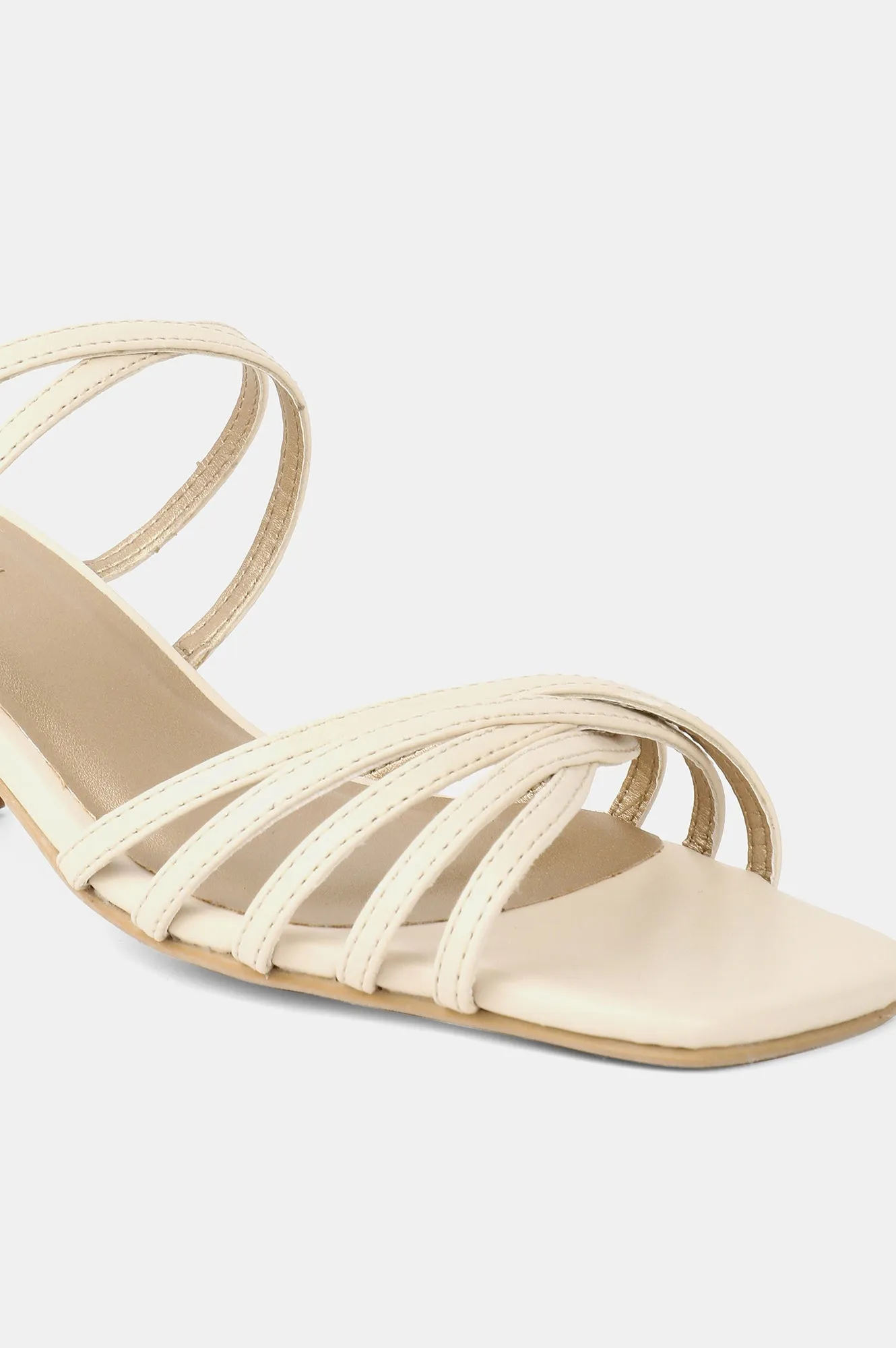 Ecru Square Toe Solid Block Heel - ZJillian