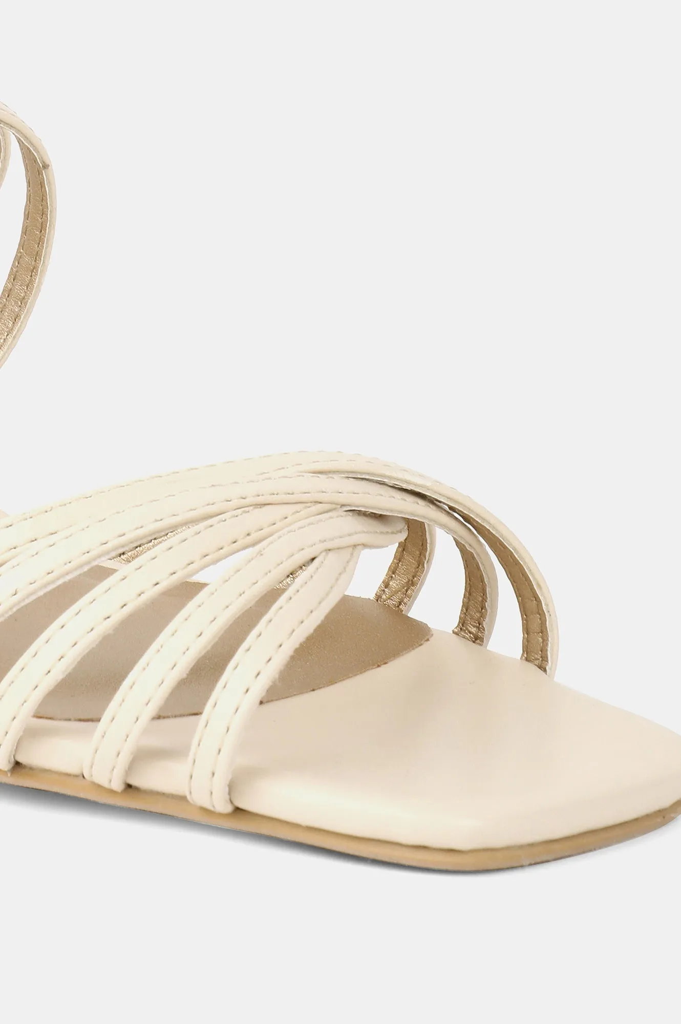 Ecru Square Toe Solid Block Heel - ZJillian