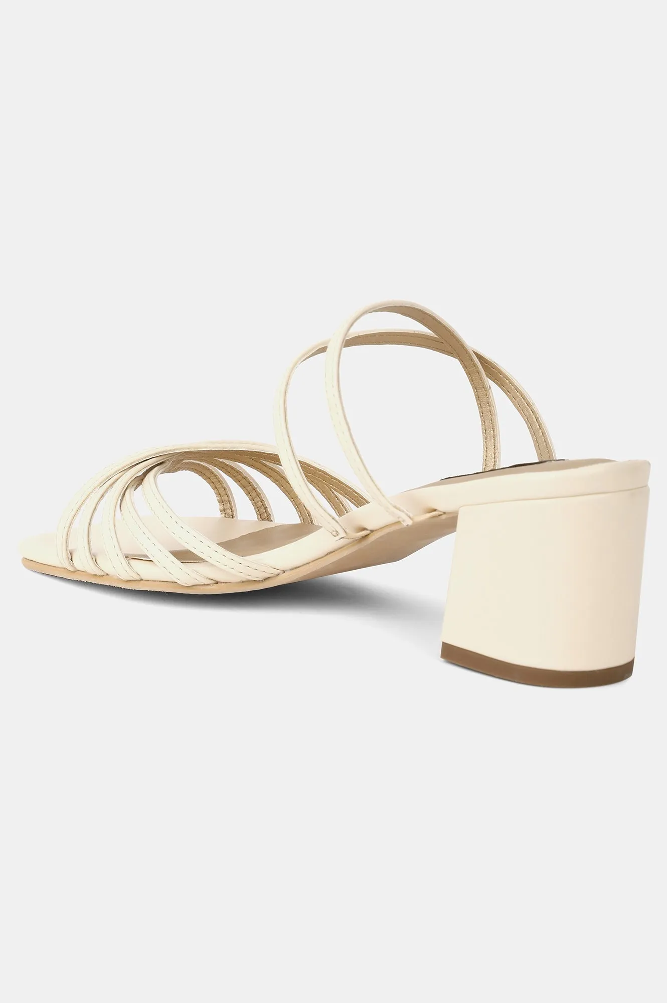 Ecru Square Toe Solid Block Heel - ZJillian