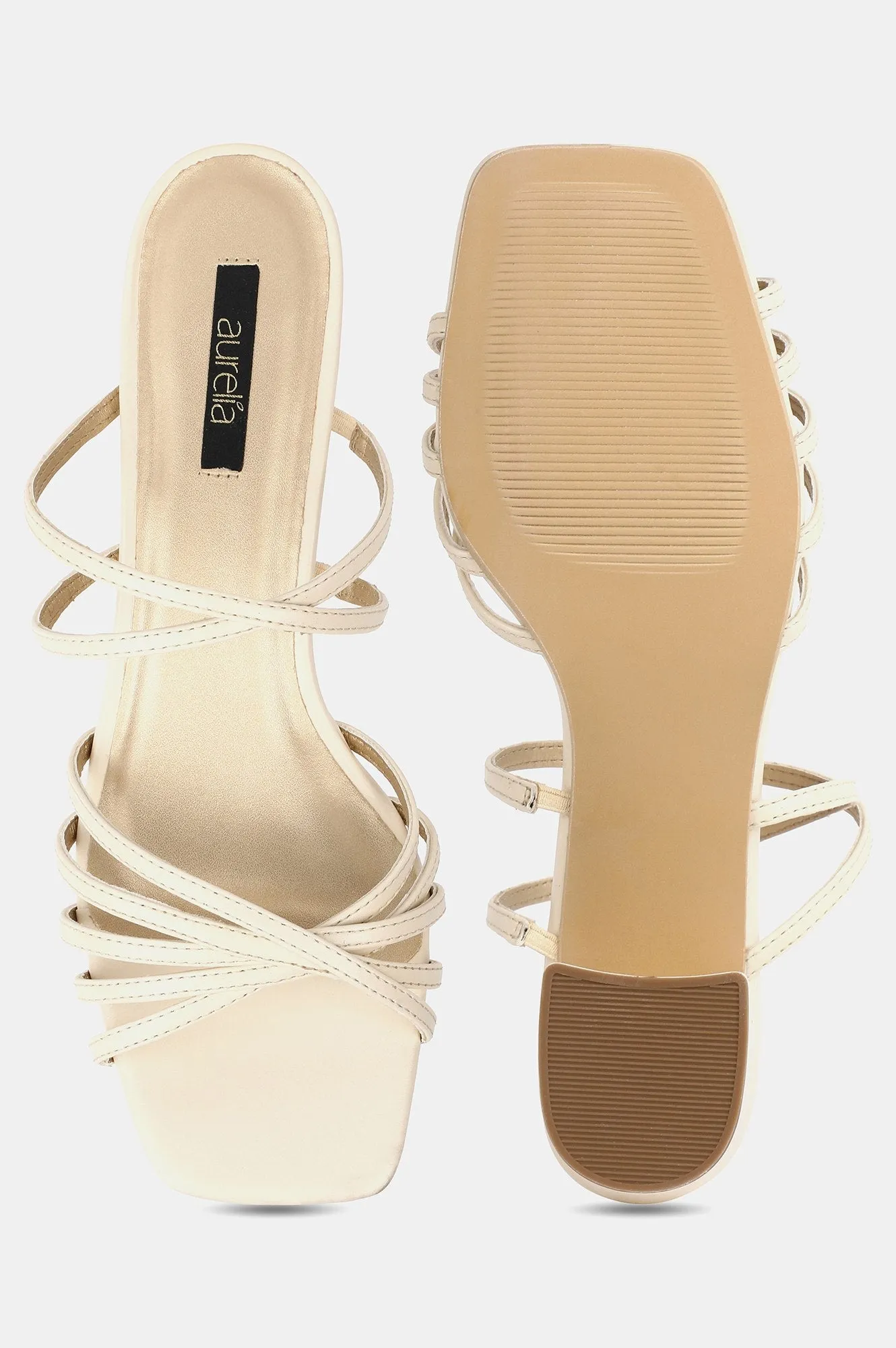 Ecru Square Toe Solid Block Heel - ZJillian