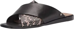 Edelman Mule Slide Black On Sandals Toe Slip Flat Idina Sam Sesame Safe Slip-On Quick dispatch Open