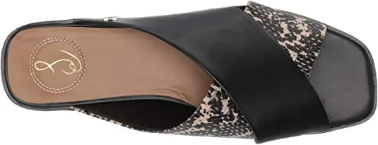 Edelman Mule Slide Black On Sandals Toe Slip Flat Idina Sam Sesame Safe Slip-On Quick dispatch Open