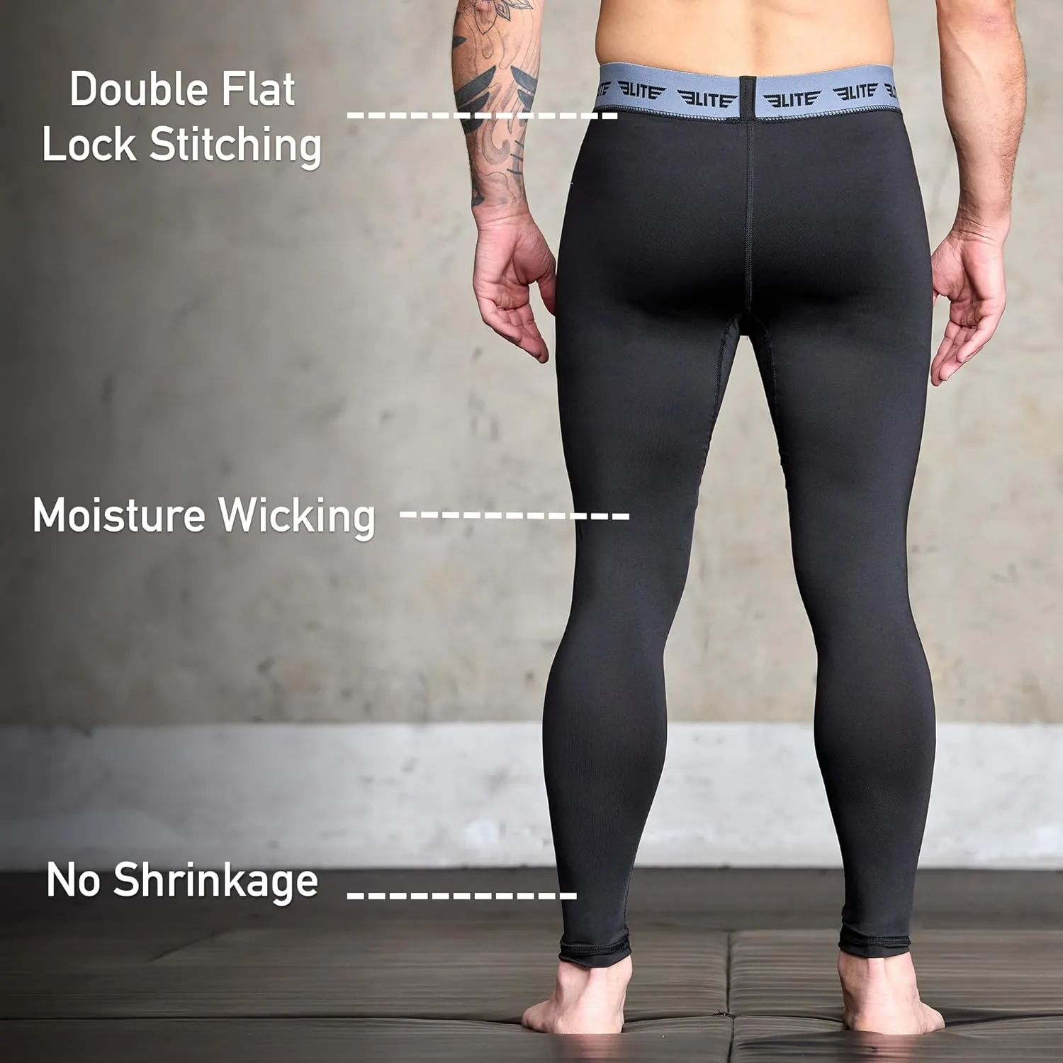 Elite Sports Men’s BJJ Spats Leggings Tights, Best Jiu Jitsu MMA no Gi spat Compression Pants for Men