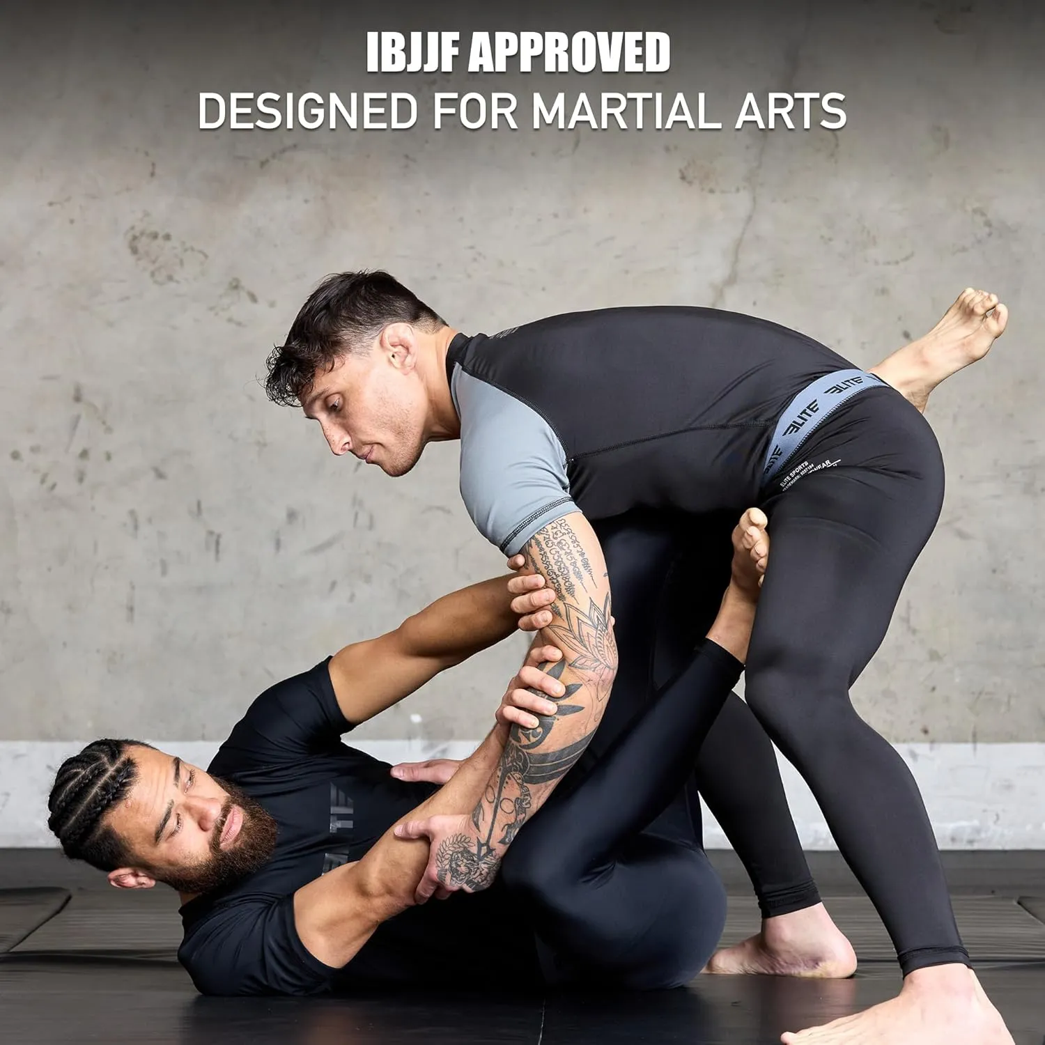 Elite Sports Men’s BJJ Spats Leggings Tights, Best Jiu Jitsu MMA no Gi spat Compression Pants for Men