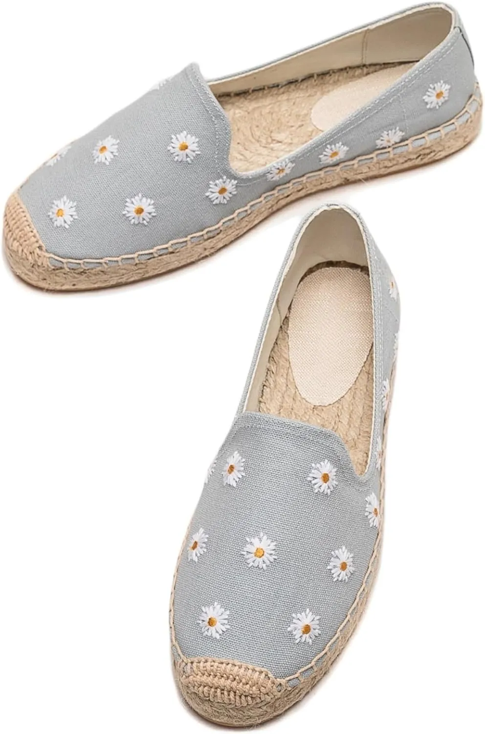 Espadrilles for Women - Casual Loafers Thick Sole Embroidery Flat Round-Toe Design Non-Slip Bottom Easy to On Off Suitable for Work,Outdoor,Home