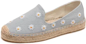 Espadrilles for Women - Casual Loafers Thick Sole Embroidery Flat Round-Toe Design Non-Slip Bottom Easy to On Off Suitable for Work,Outdoor,Home