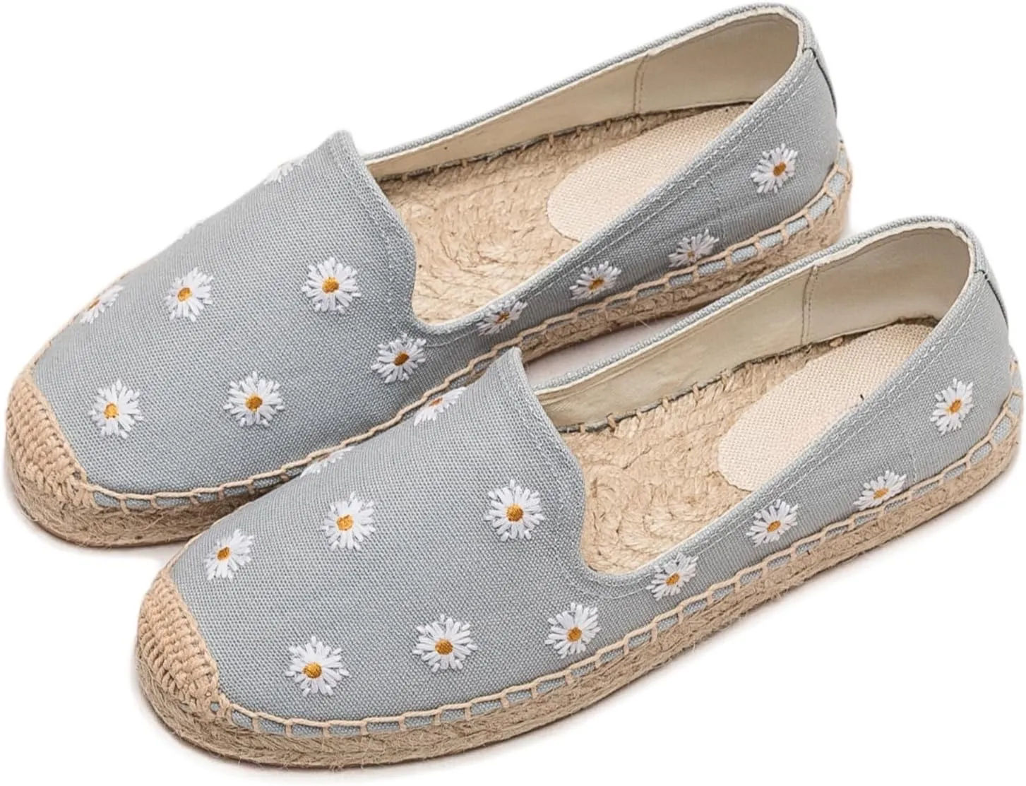 Espadrilles for Women - Casual Loafers Thick Sole Embroidery Flat Round-Toe Design Non-Slip Bottom Easy to On Off Suitable for Work,Outdoor,Home