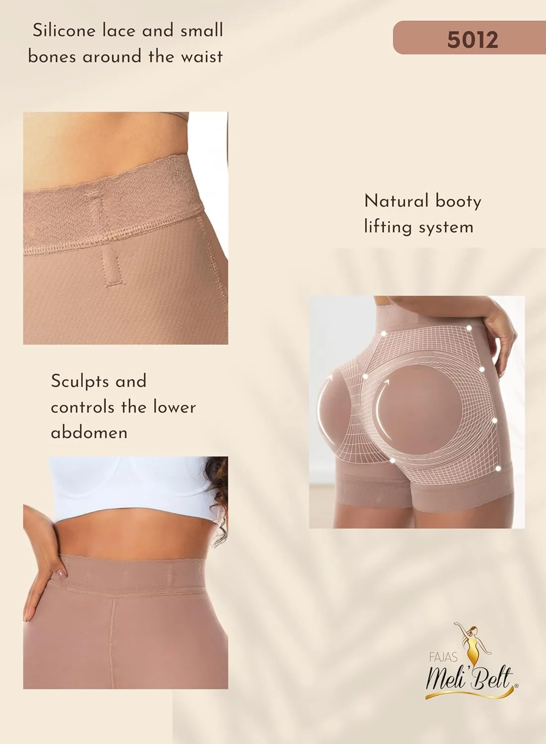 FAJAS MELI'BELT 5012 Faja Shorts Colombiana High Waist Butt Lifter Shorts Levanta Cola Colombianos