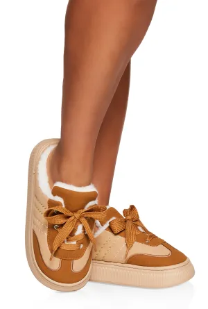 Faux Fur Lined Backless Mule Sneakers