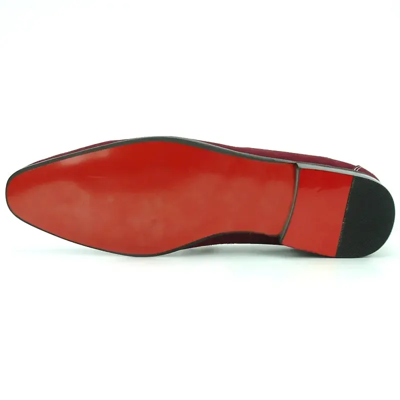 Fiesso FI-7157 Burgundy Suede Loafers