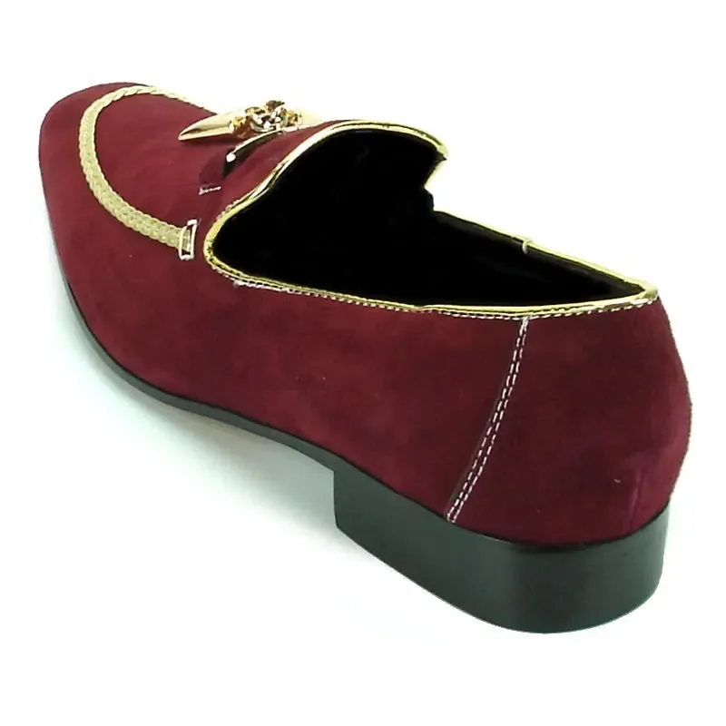 Fiesso FI-7157 Burgundy Suede Loafers