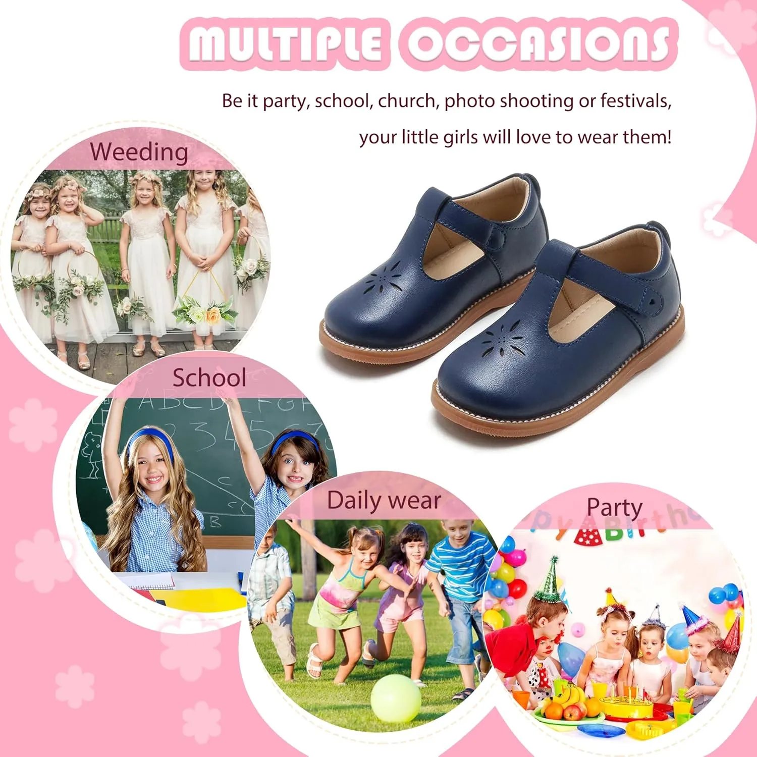 Flaryzone Toddler Little Girl Mary Jane School Uniform Oxfords Flat Dress Shoes