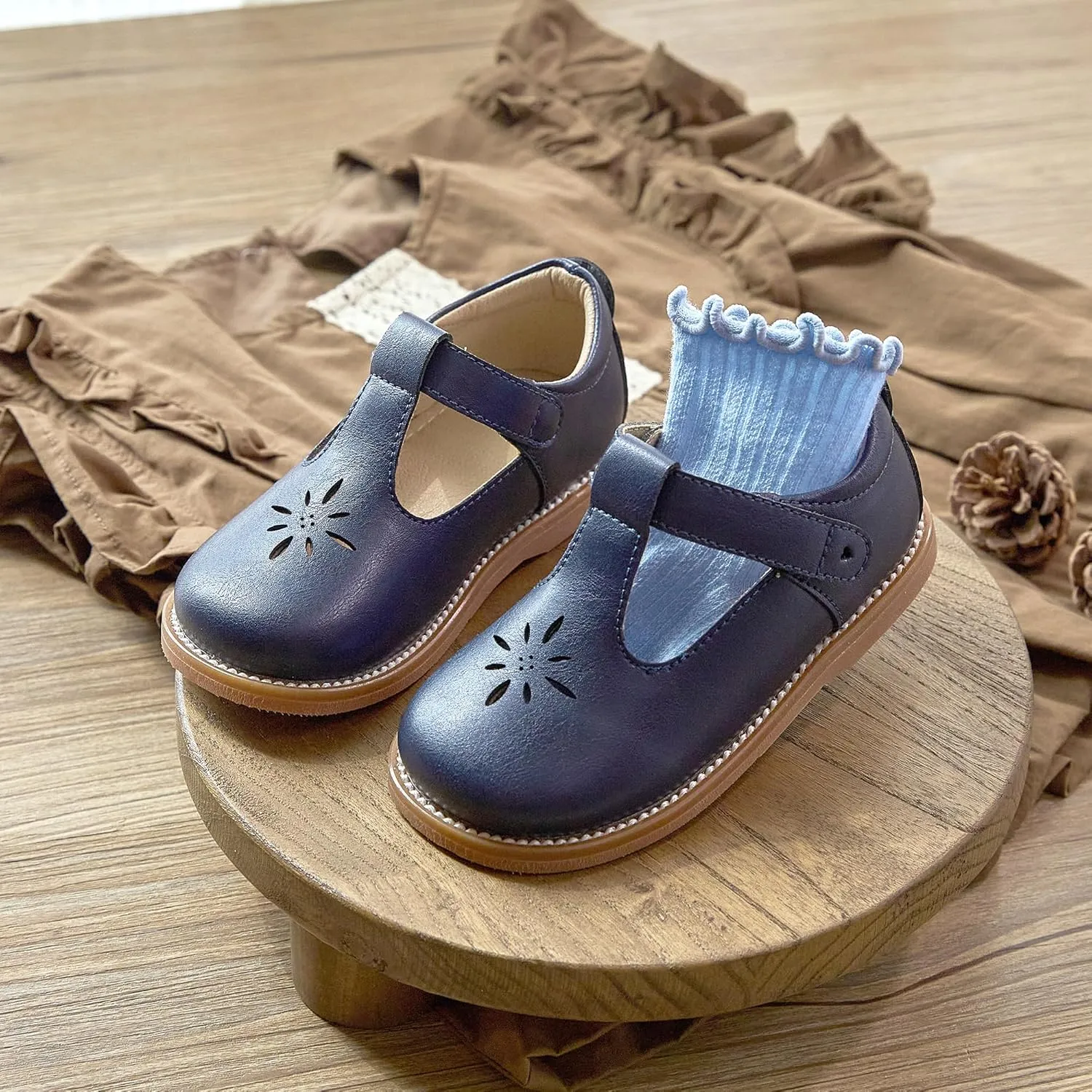 Flaryzone Toddler Little Girl Mary Jane School Uniform Oxfords Flat Dress Shoes