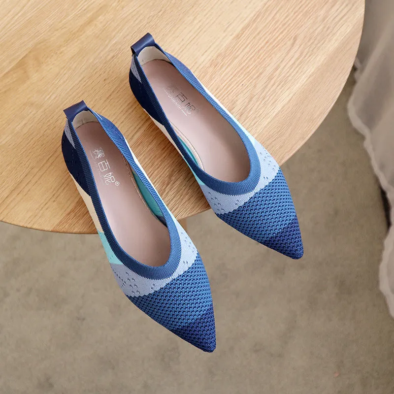 Flat Pointed Stylish Contrast Color Shoes (Multiple Colors/Patterns)