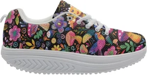 FOR U DESIGNS Fashion Women's Strength Fitness Walking Sneaker Platform Swing Wedges